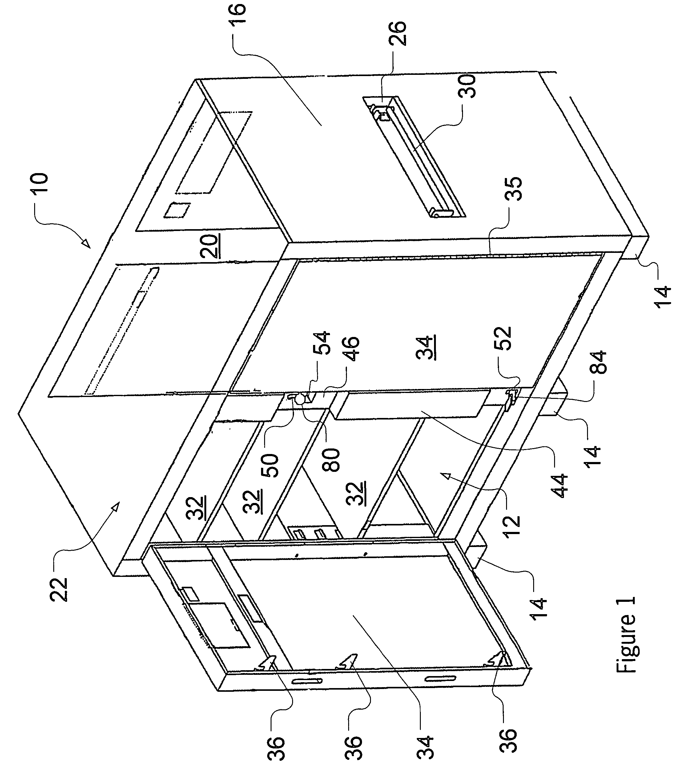 Storage cabinet with latching mechanism