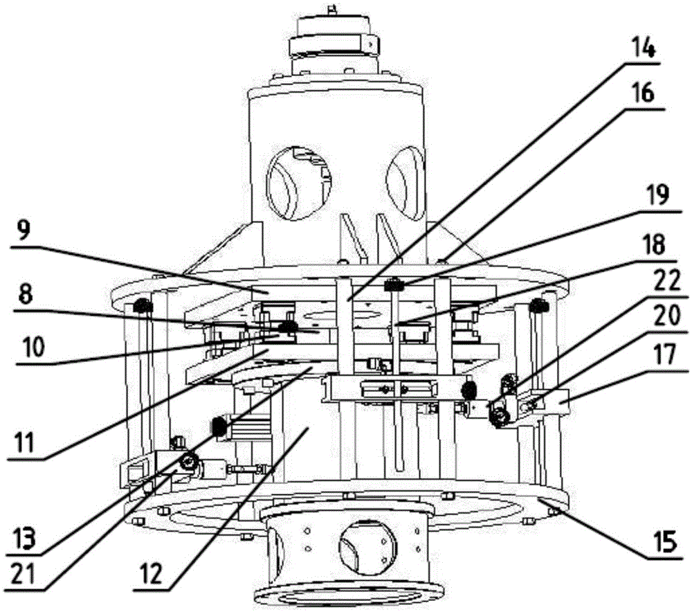 Vertical type integrated thrust vector testing device