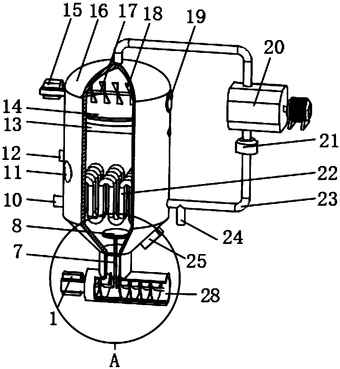 Direct discharging structure of crystallized salt wastewater evaporation device