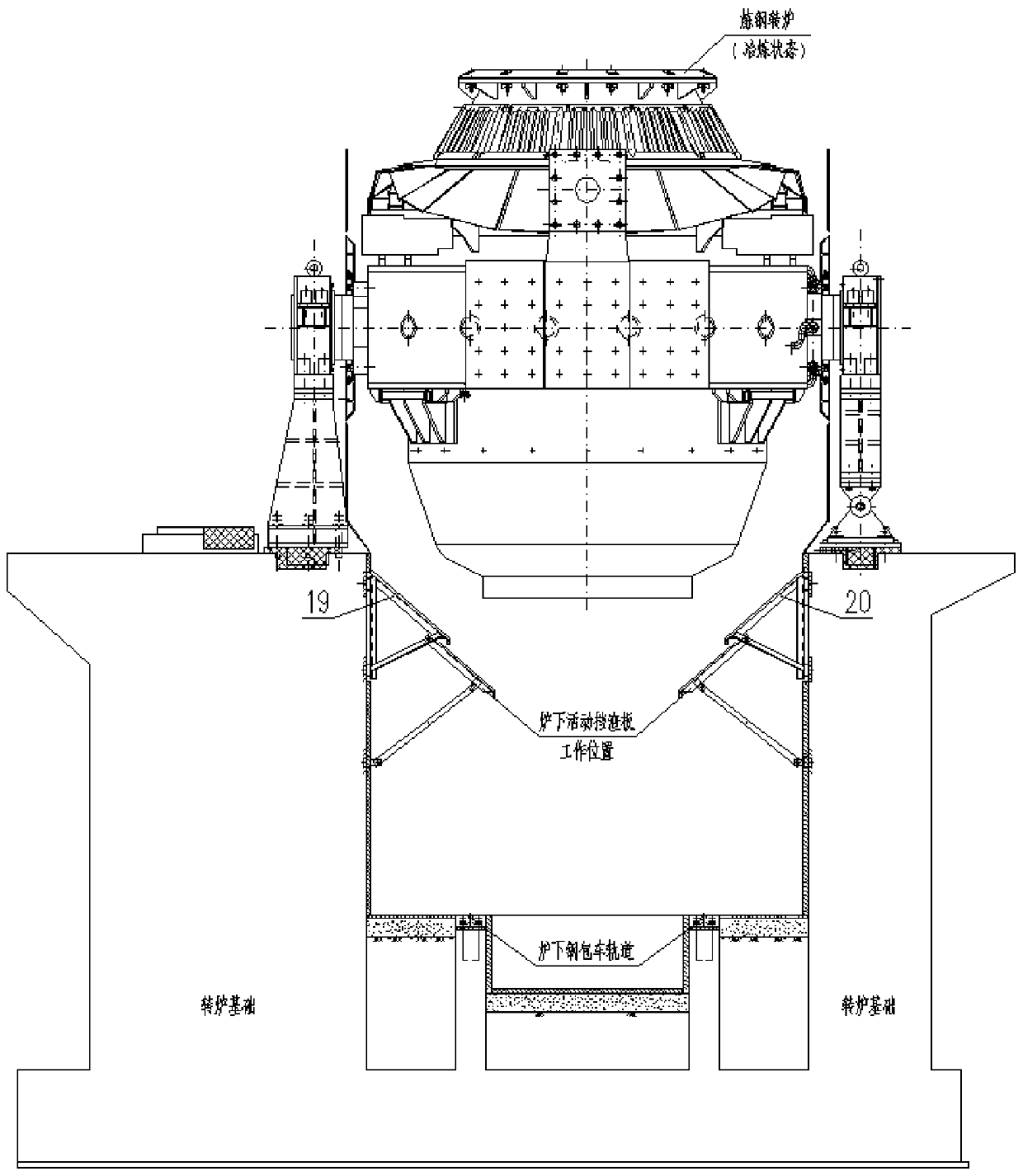 Movable slag baffle device under converter