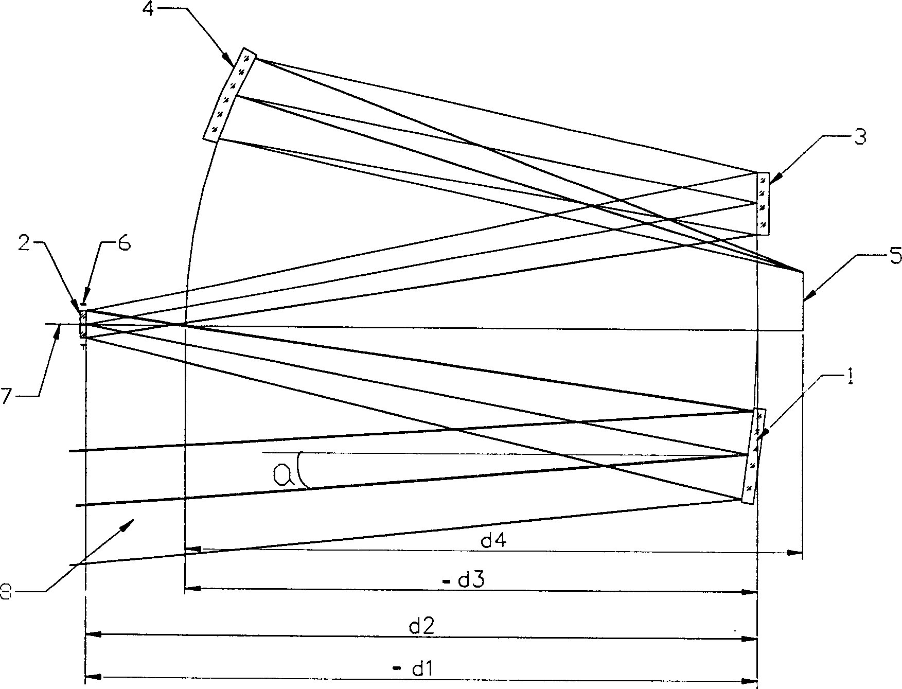 Astigmatism eliminating three spherical reflector system