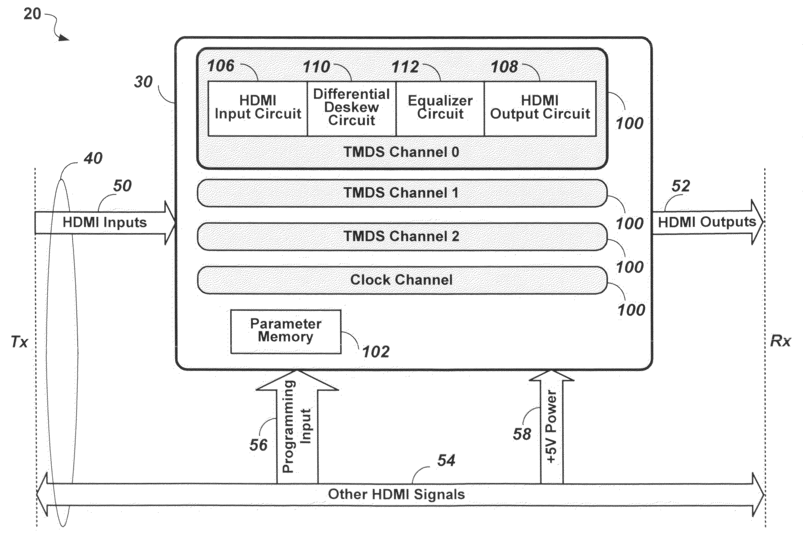 Programmable high-speed cable with printed circuit board and boost device