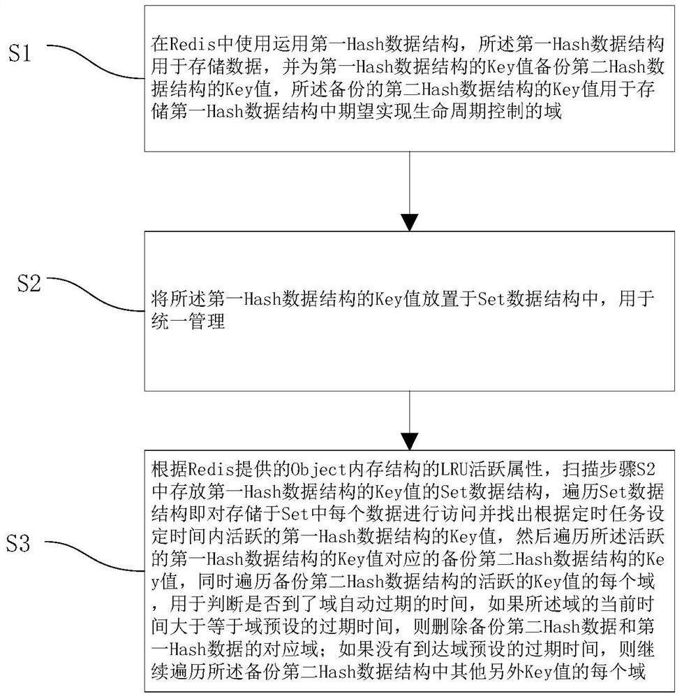 Domain life cycle control method, system, server and storage medium for realizing redis hash key