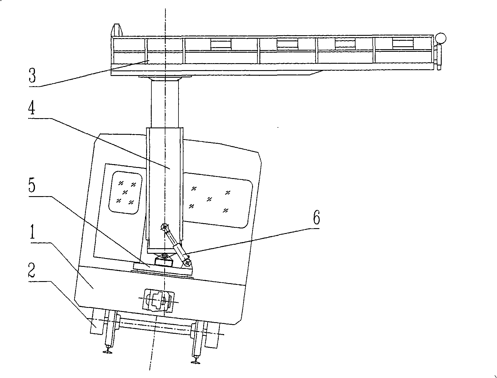 Leveling system of railway electrification working vehicle