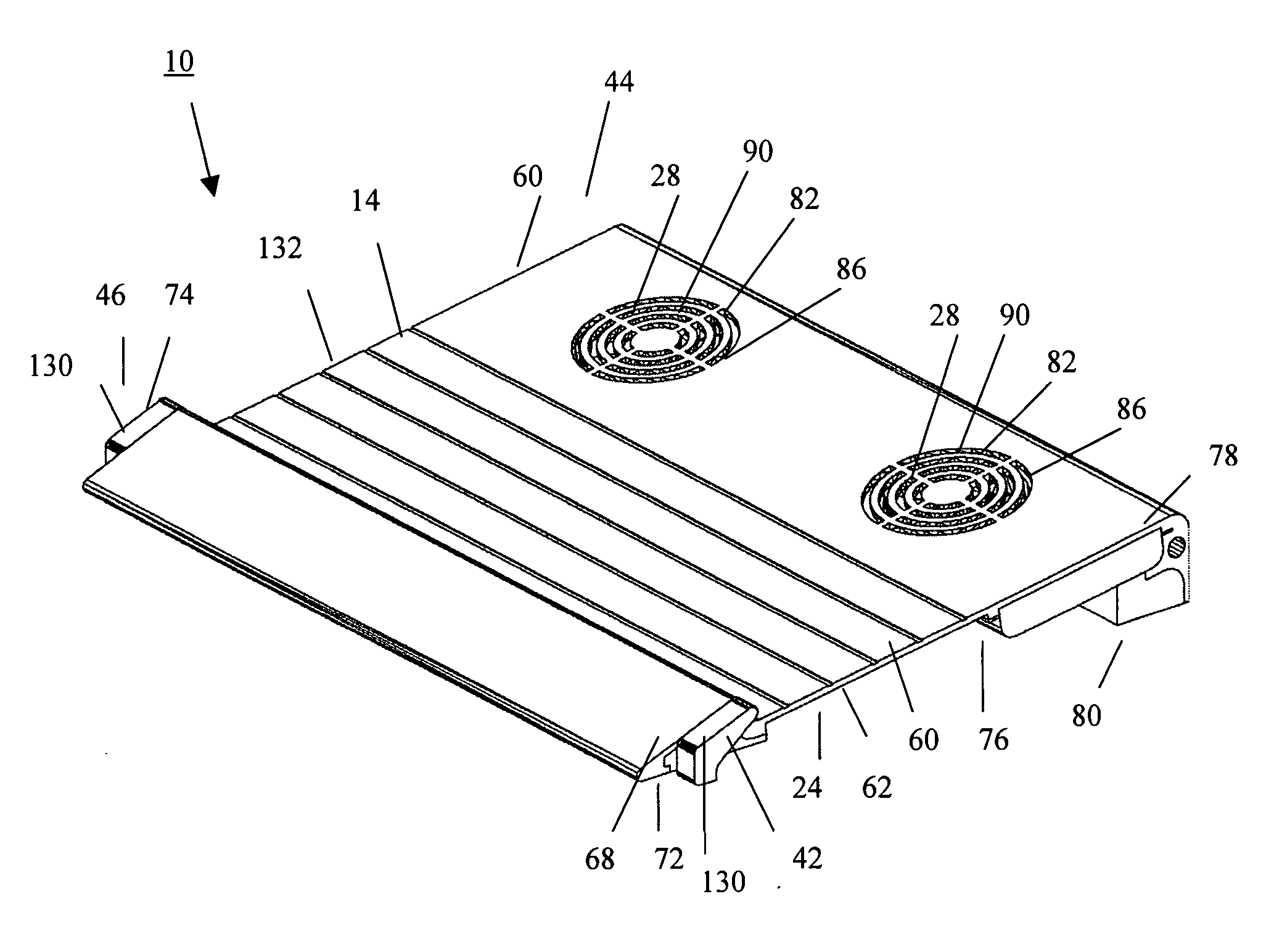 Moveable platform for a laptop computer