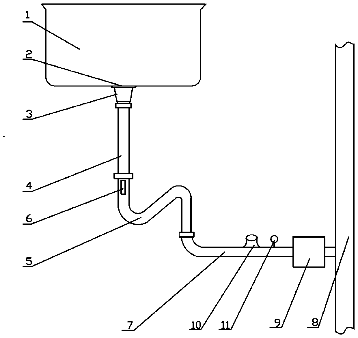 Kitchen and bathroom basin drainage system and control method for kitchen and bathroom basin drainage system