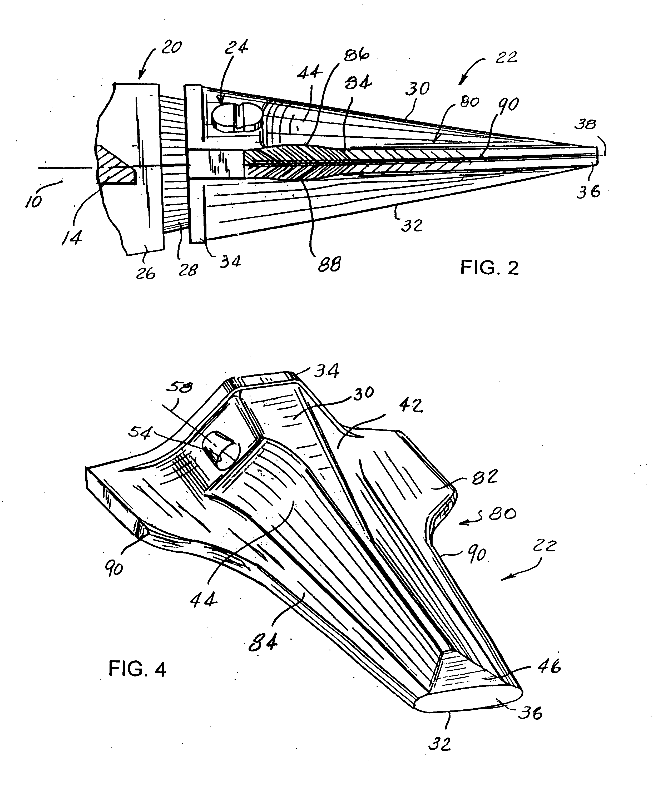 Winged digging tooth