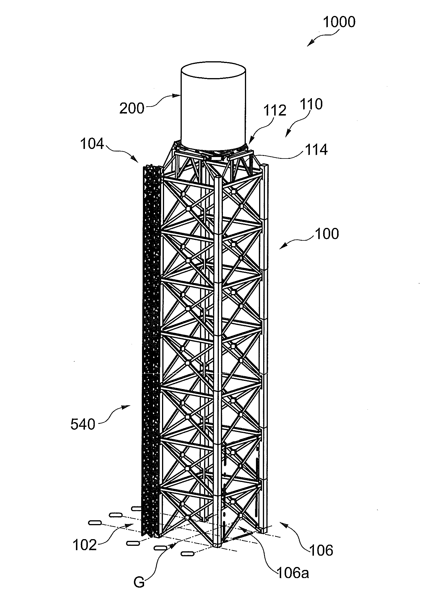 Concentrated solar tower assembly and method