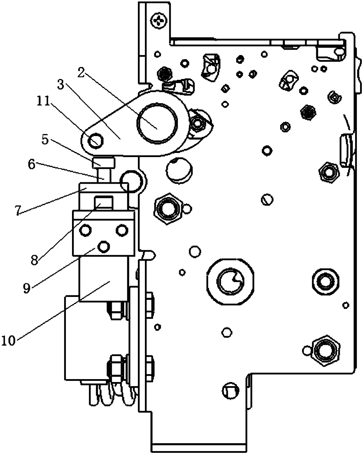 Mechanism with flexible sub switch buffering anti-rebound device on low-voltage circuit breaker