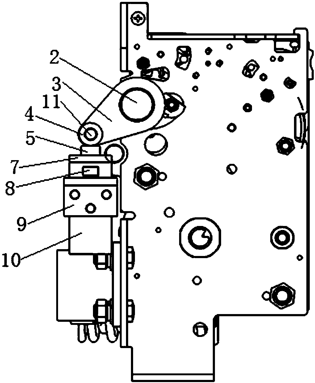 Mechanism with flexible sub switch buffering anti-rebound device on low-voltage circuit breaker