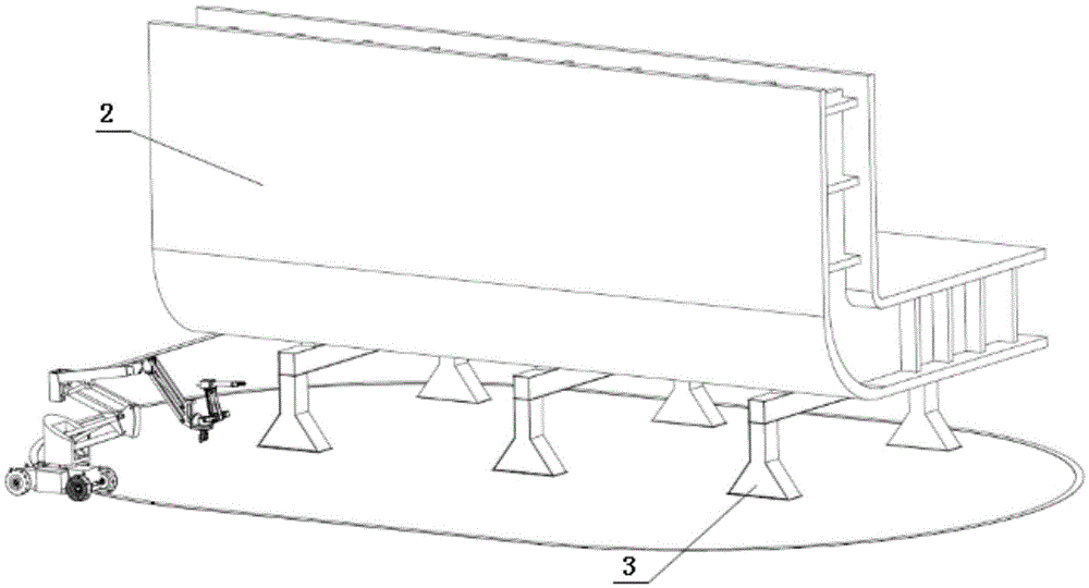 Thirteen-freedom spraying robot for outer surface of large ship body