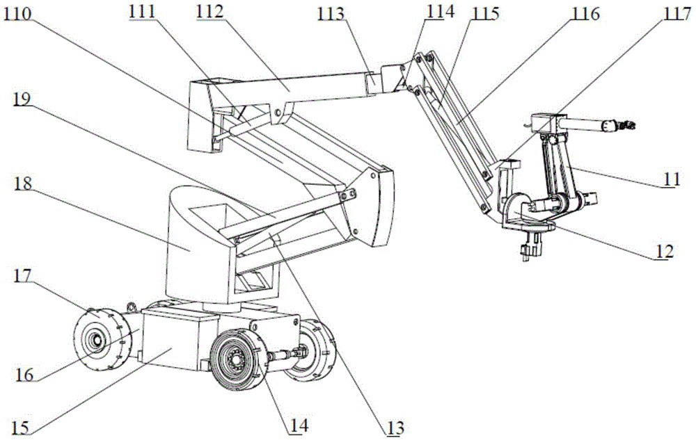 Thirteen-freedom spraying robot for outer surface of large ship body