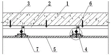 Dry hanging structure of overhead stone and construction method thereof