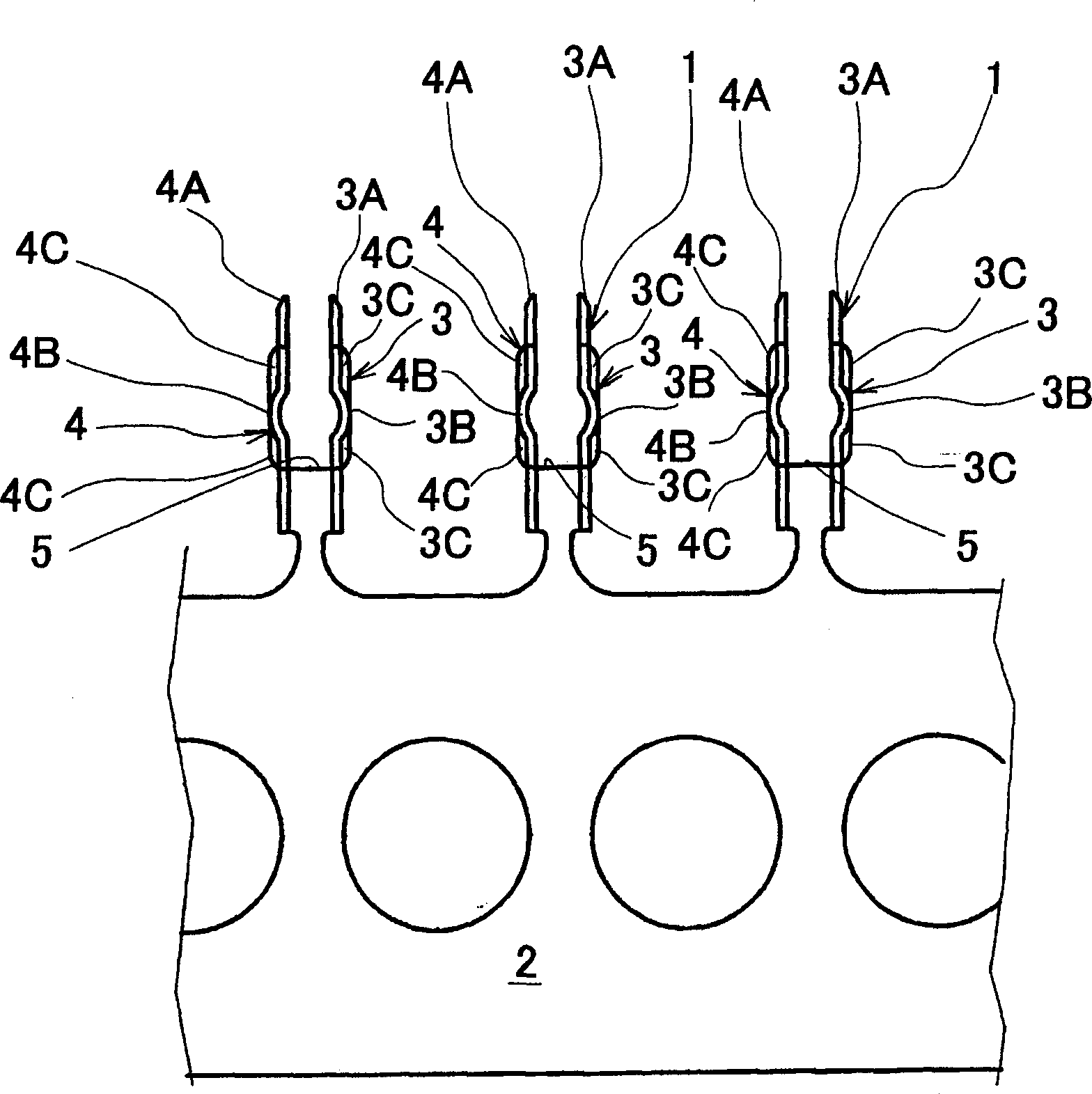 Pressure connection structure with coaxial cable