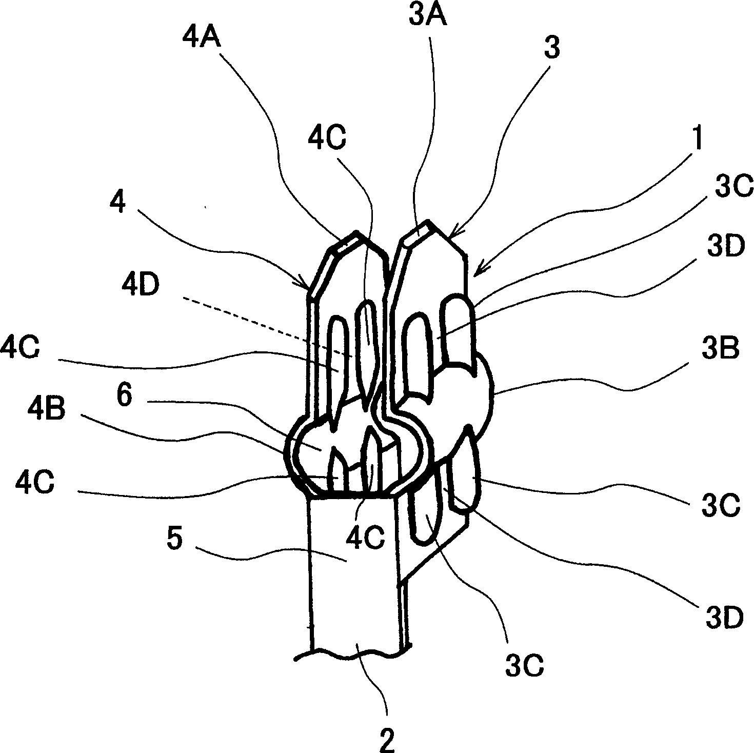 Pressure connection structure with coaxial cable