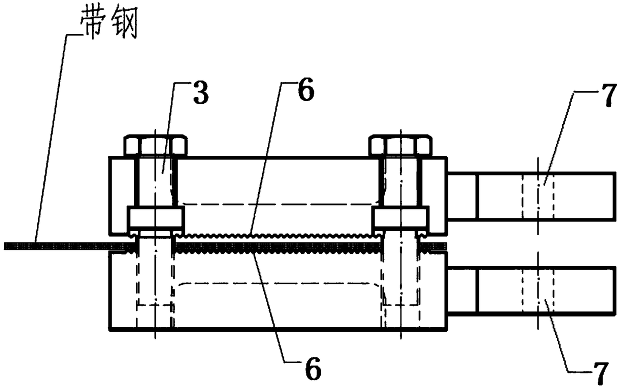 Clamping device for band penetration