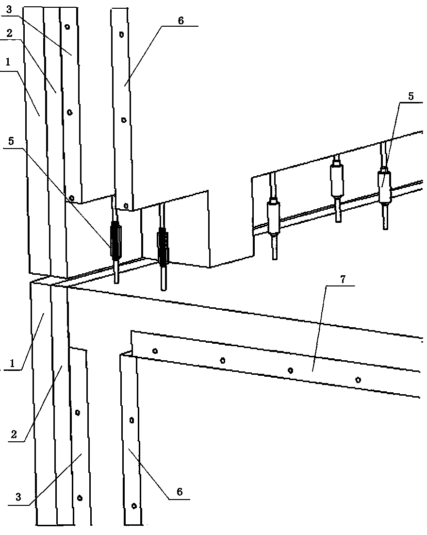 Cast-in-place shear wall structure equivalent to prefabricated sandwiched superposed shear wall continuous steel bar