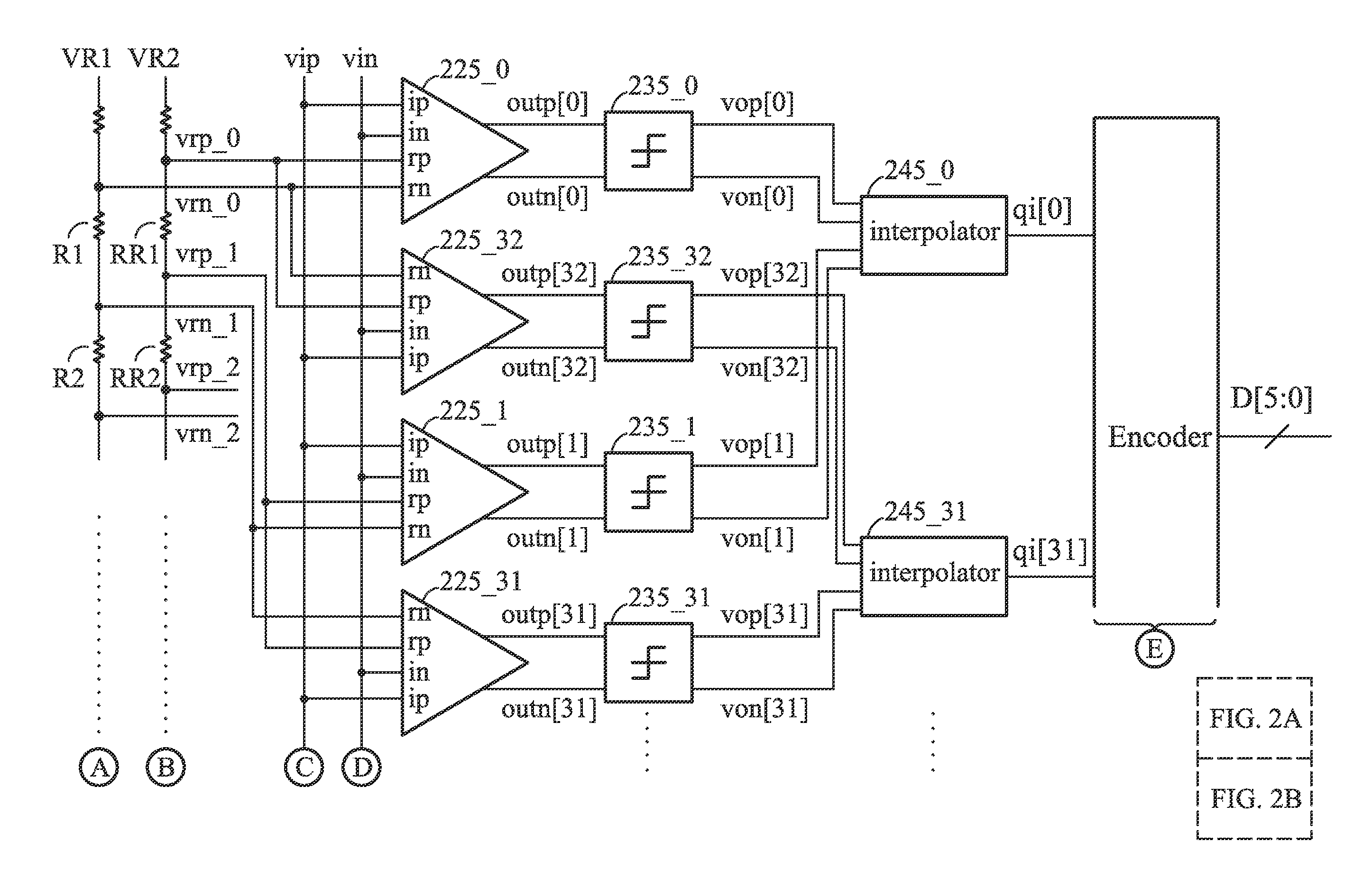 Flash ADC with interpolators