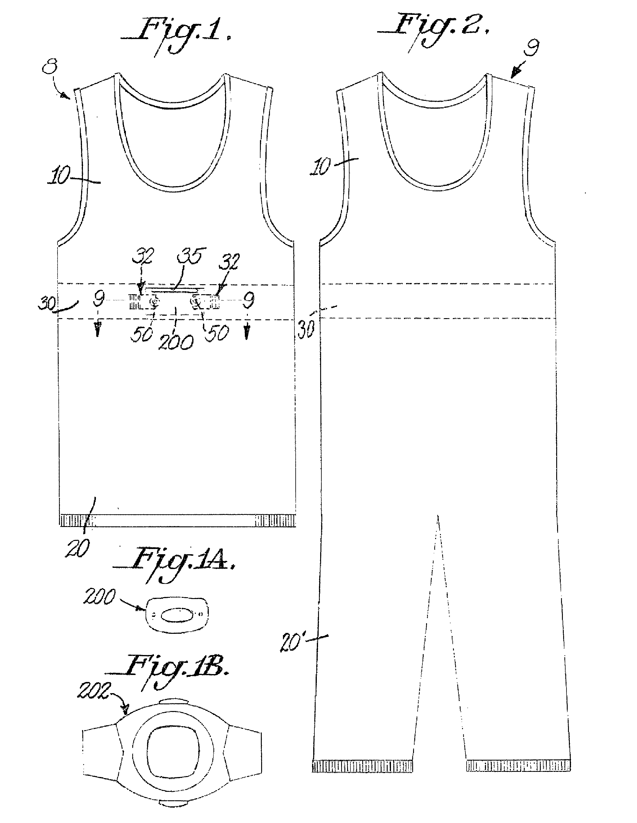Wearable article with band portion adapted to include textile-based electrodes and method of making such article
