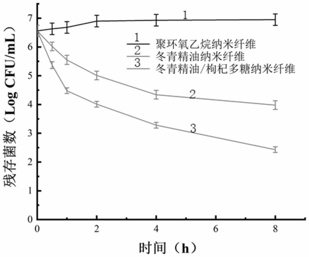 Ilex chinensis sims essential oil/lycium barbarum polysaccharides antibacterial nanofiber as well as preparation method and application thereof