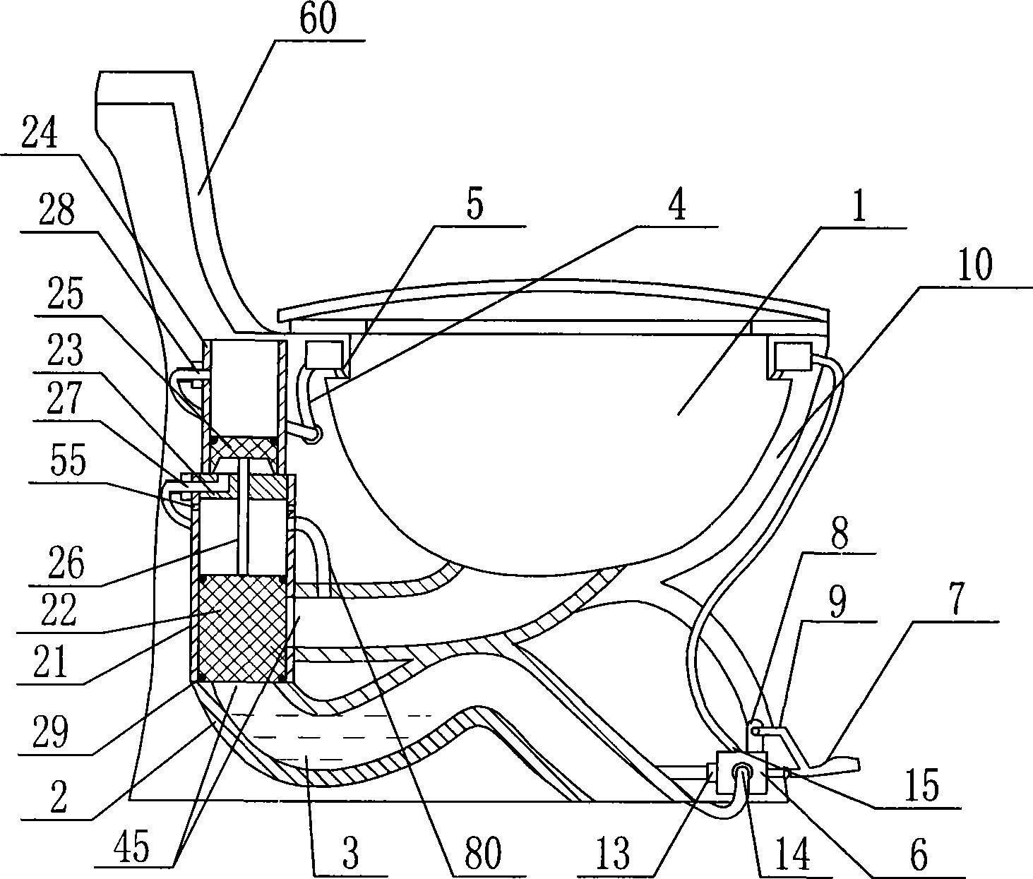 Toilet without cistern