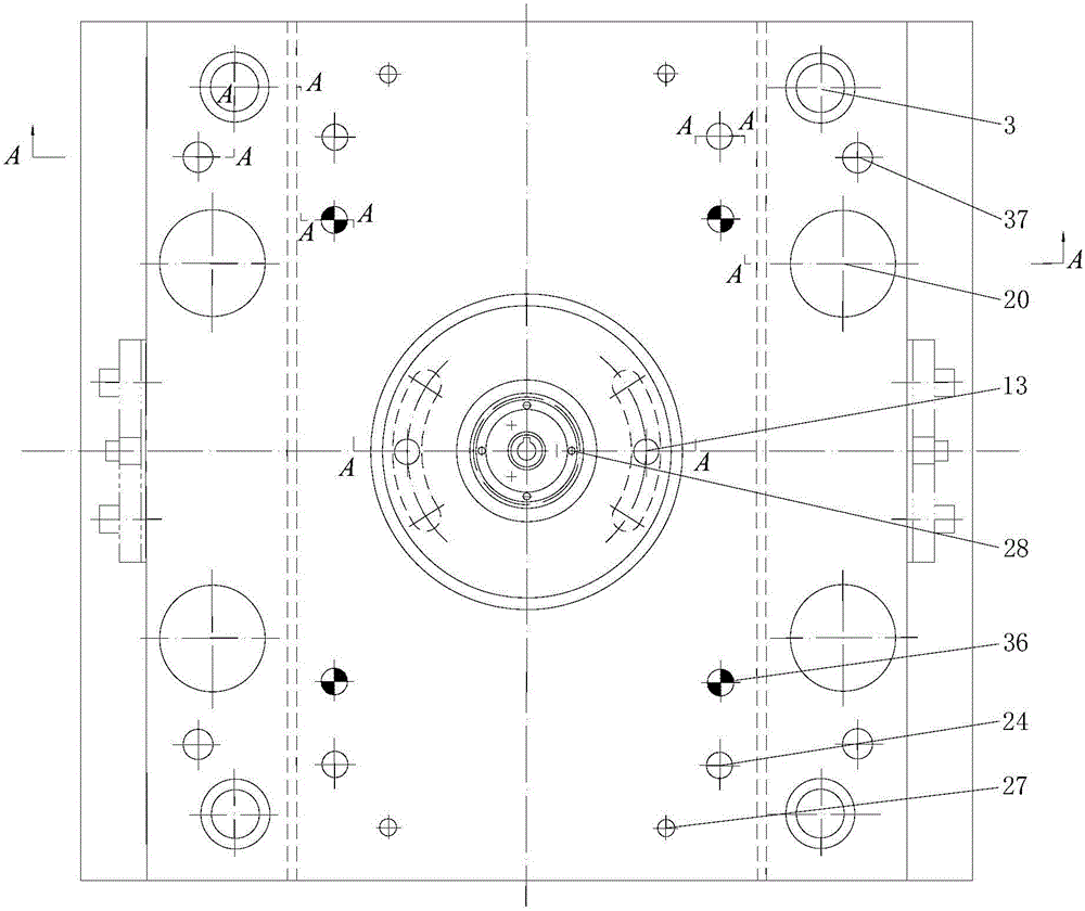 Injection molding die of equal-diameter both-way plastic helical gear