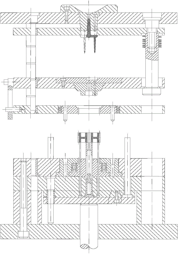 Injection molding die of equal-diameter both-way plastic helical gear