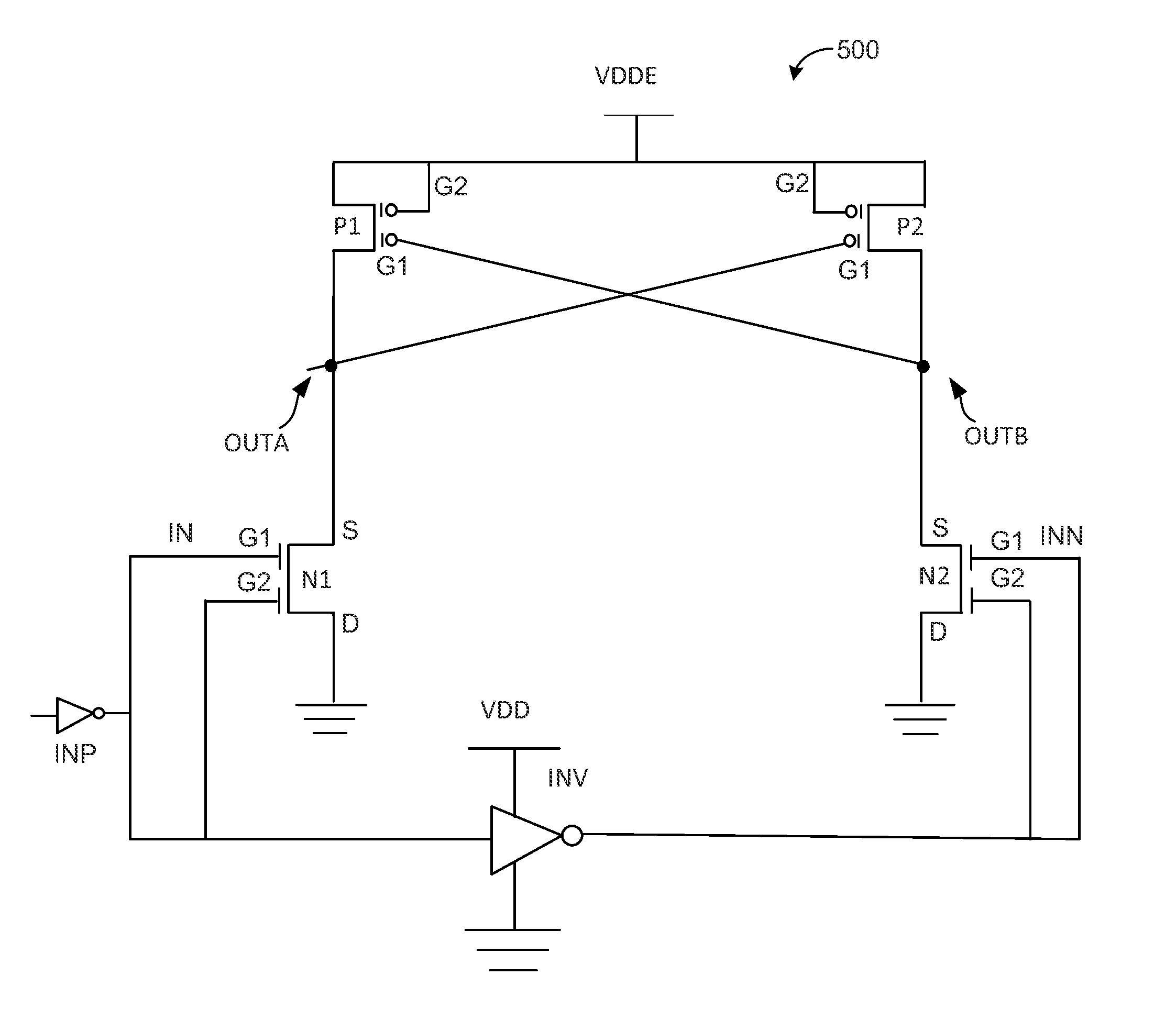 Wide range core supply compatible level shifter circuit