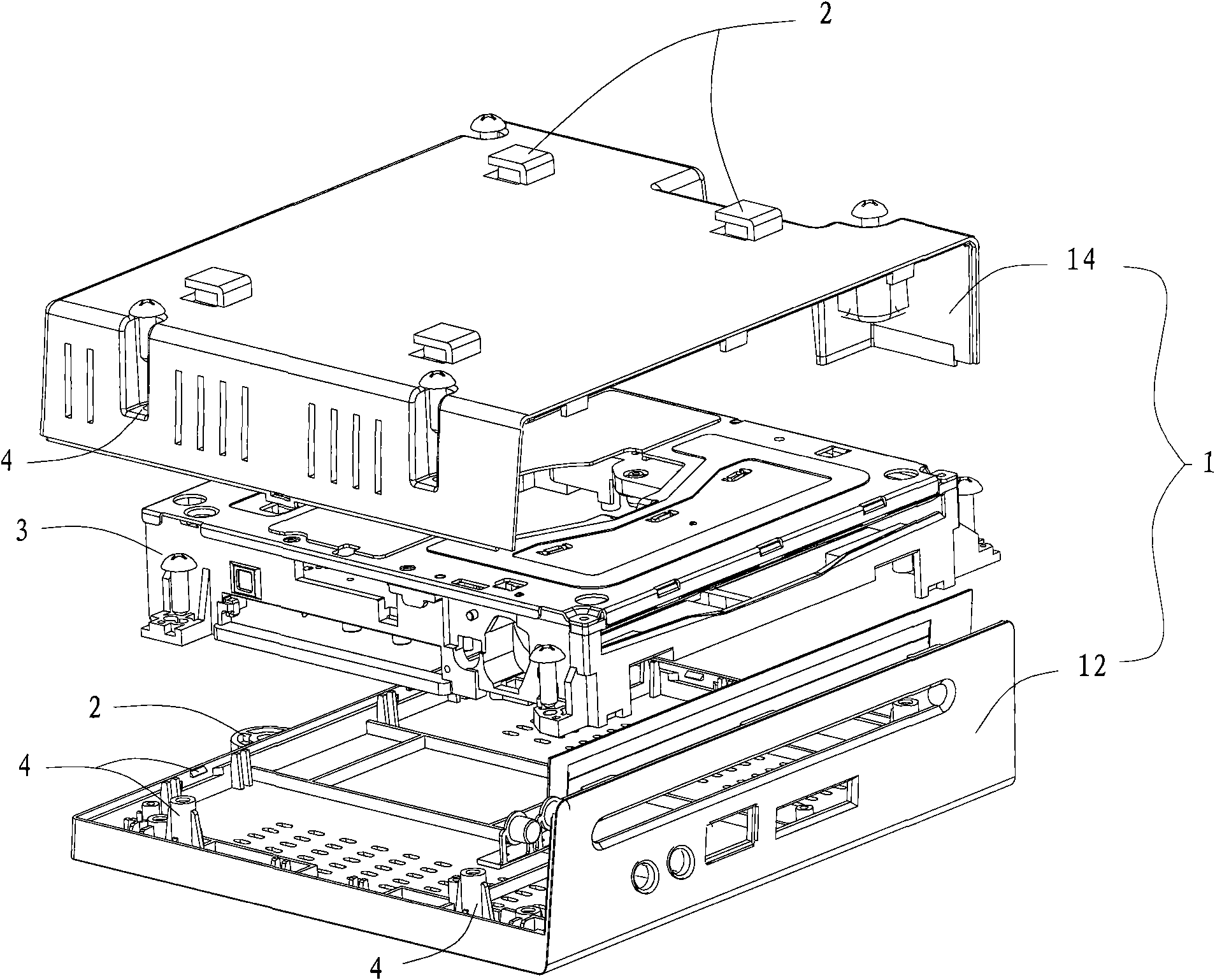 DVD module accommodating box and television set assembled with same