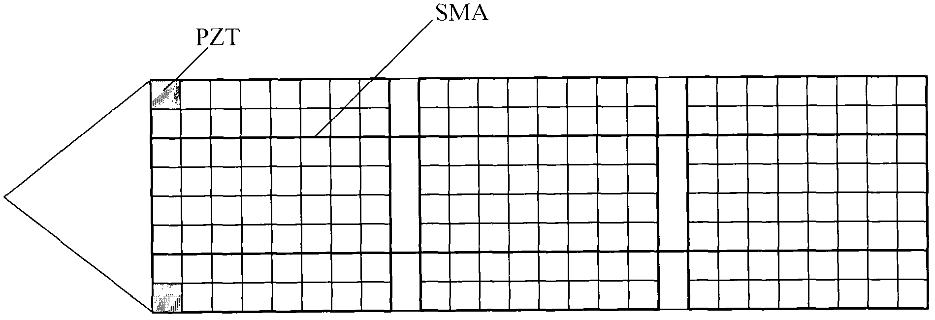 Binary intelligent structure control device of satellite flexible vibration