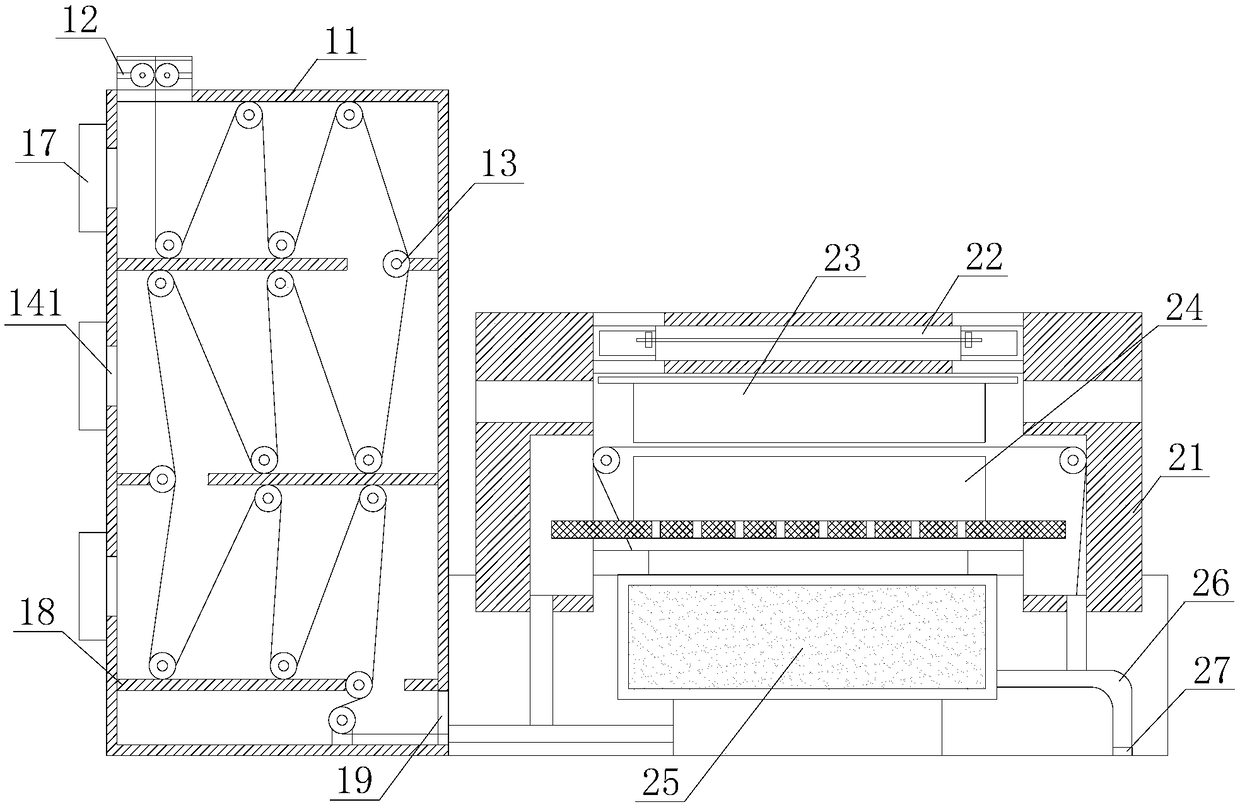 Rapid drying device for chemical fiber fabric and processing method thereof