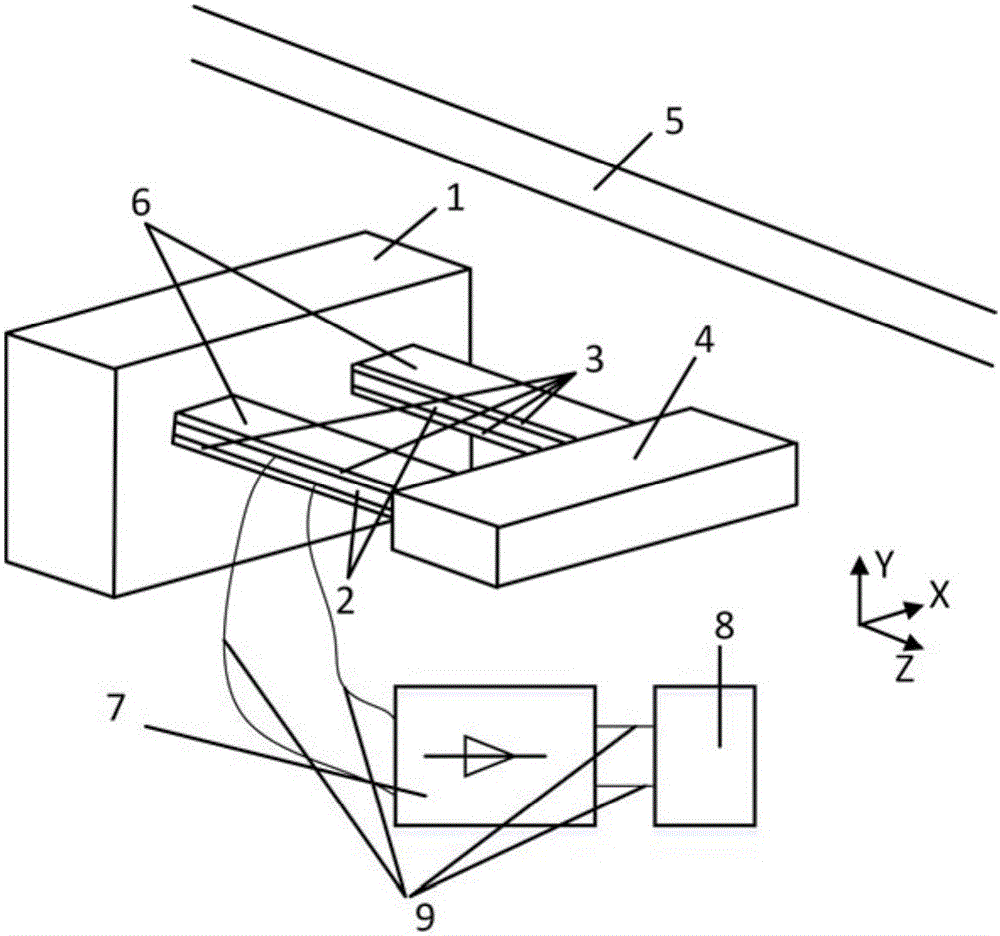 Shearing type permanent magnet piezoelectric composite structure based wire energy-taking apparatus and preparation method