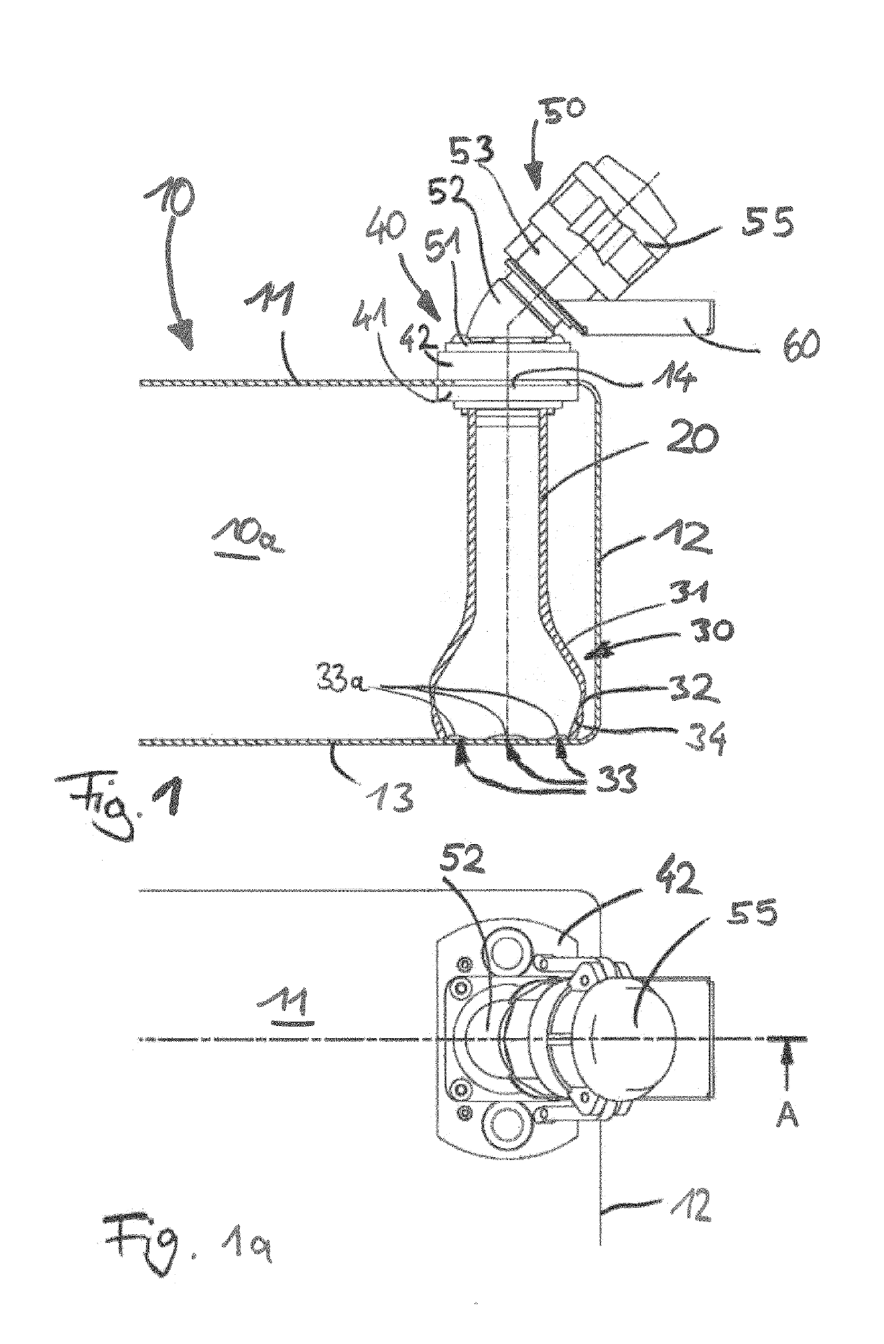 Suction device for a wastewater tank