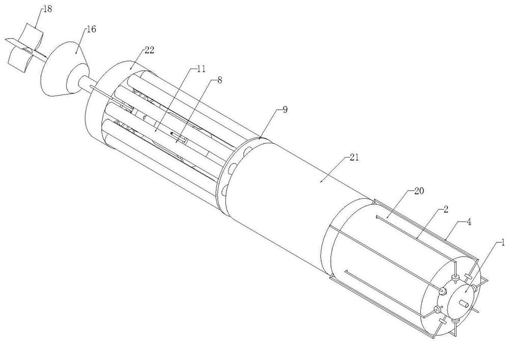 A hidden multi-stage power underwater propeller with a secondary mixing chamber and its control method