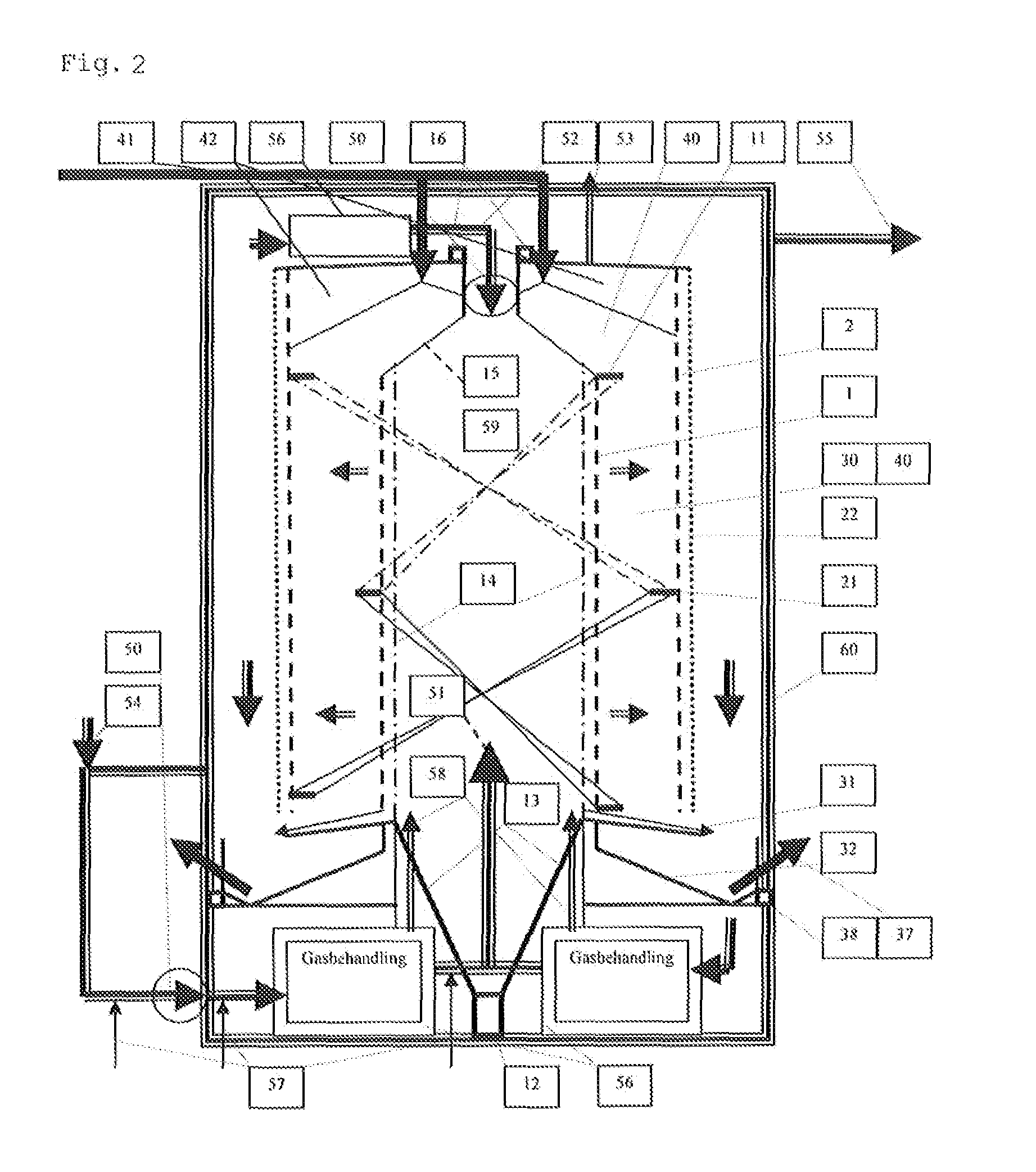 Means for drying of a particulate material with a gas