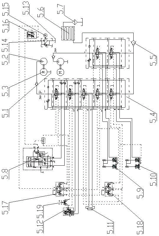 Hydraulic control system of fixed-type steel grabbing machine