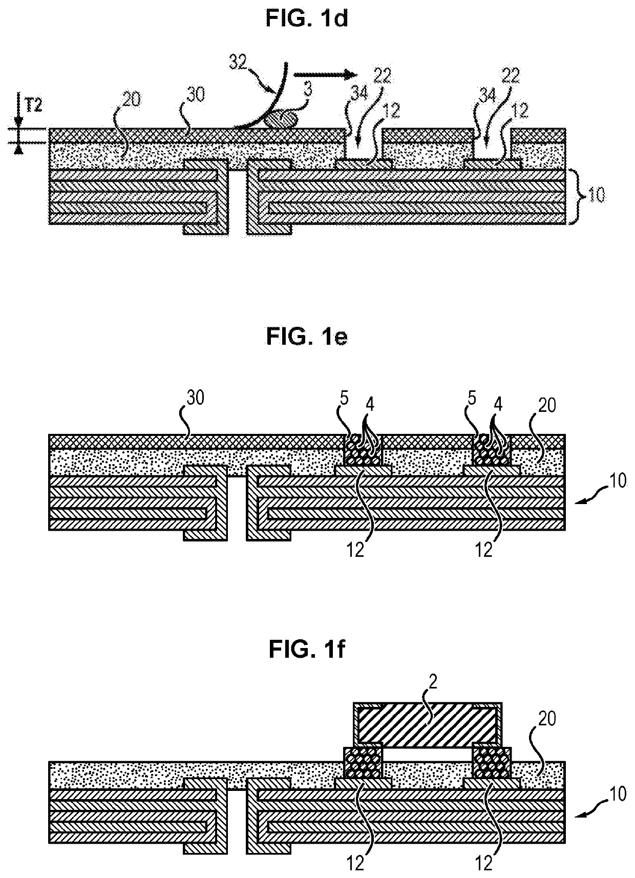 Attaching an SMD to an insulating layer with a solder joint in a cavity formed in an insulating layer