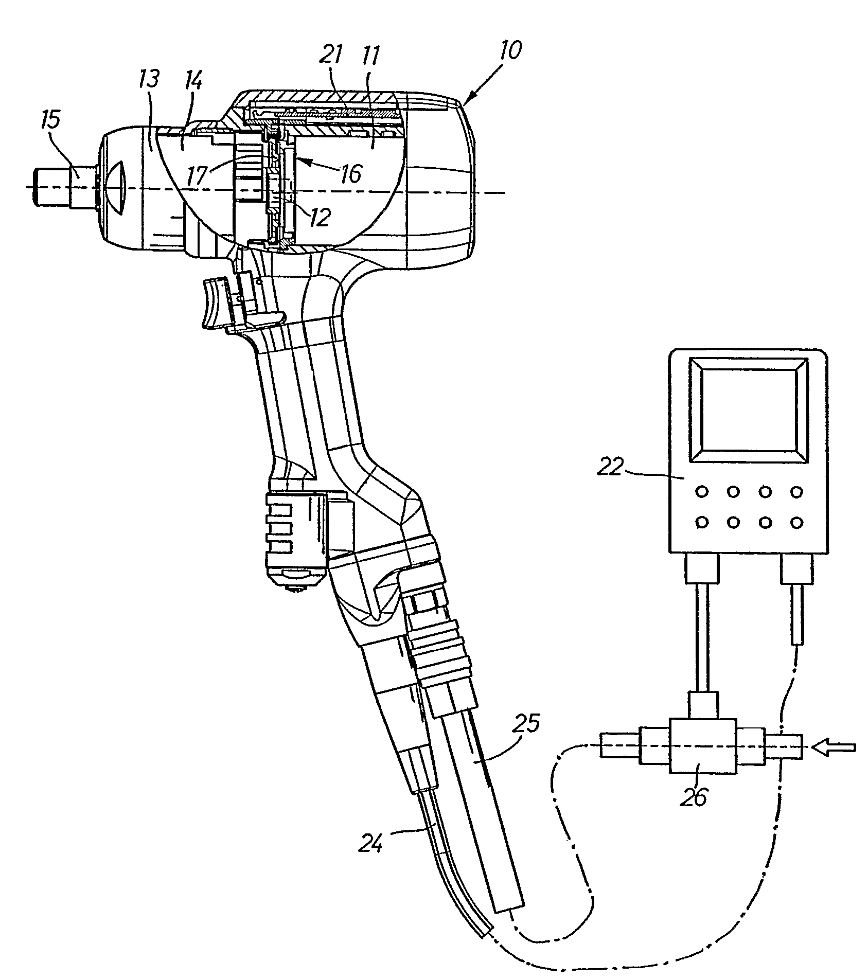 Method for governing the operation of a pneumatic impulse wrench and a power screw joint tightening tool system