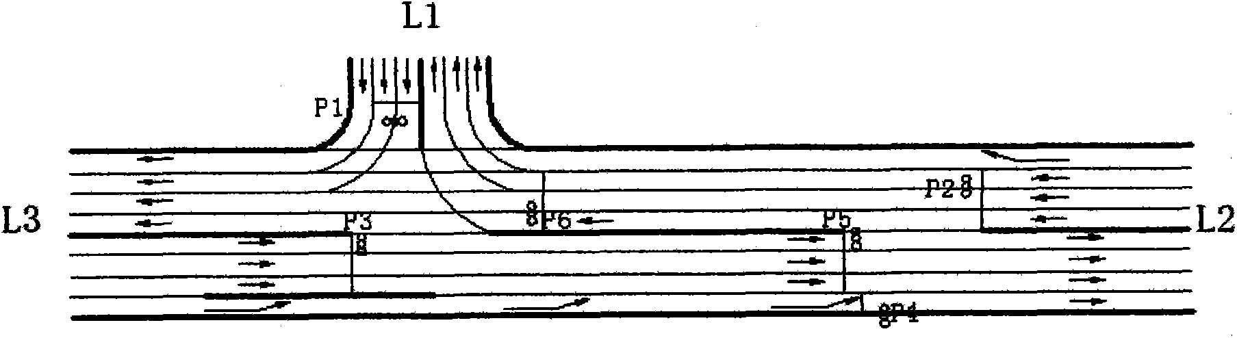 Parallel traffic control mode based on crossing stack areas