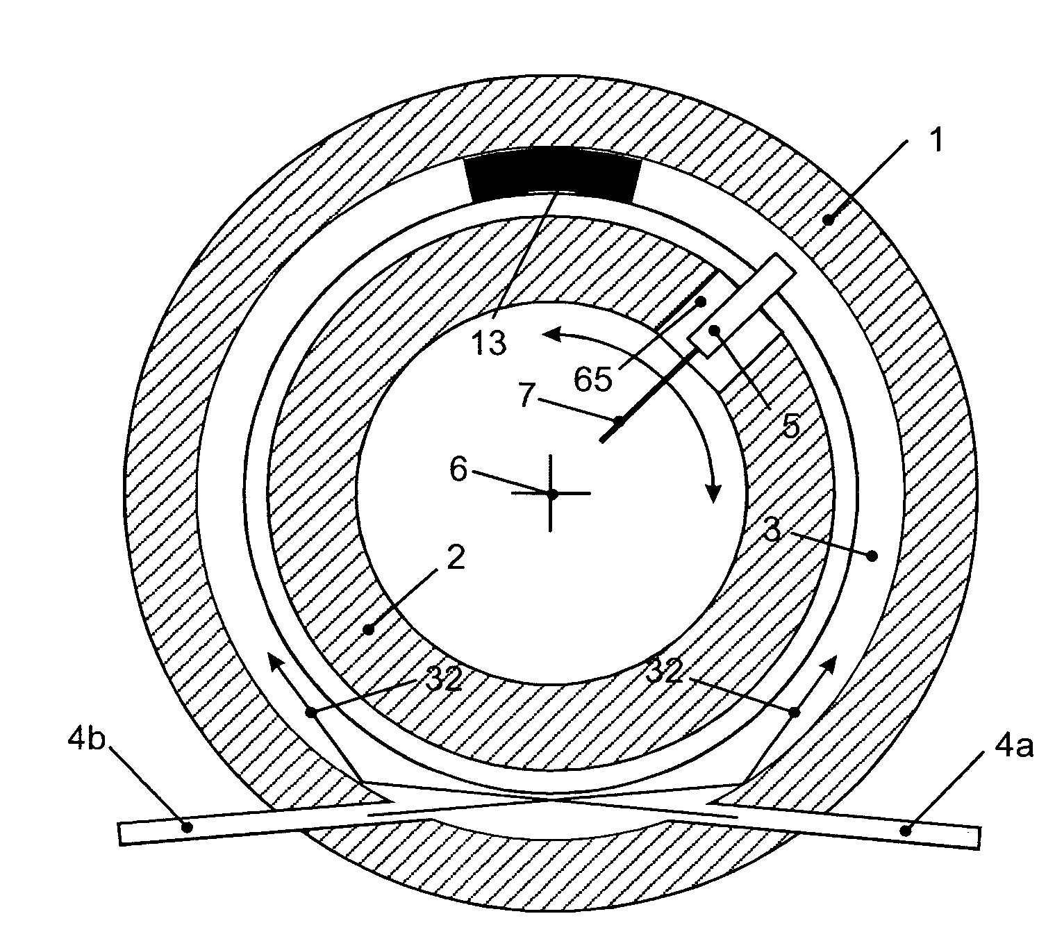 Optical rotating data transmission device with coupling slide