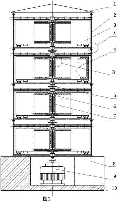 Large-wind sail vertical rotation type wind power generation tower