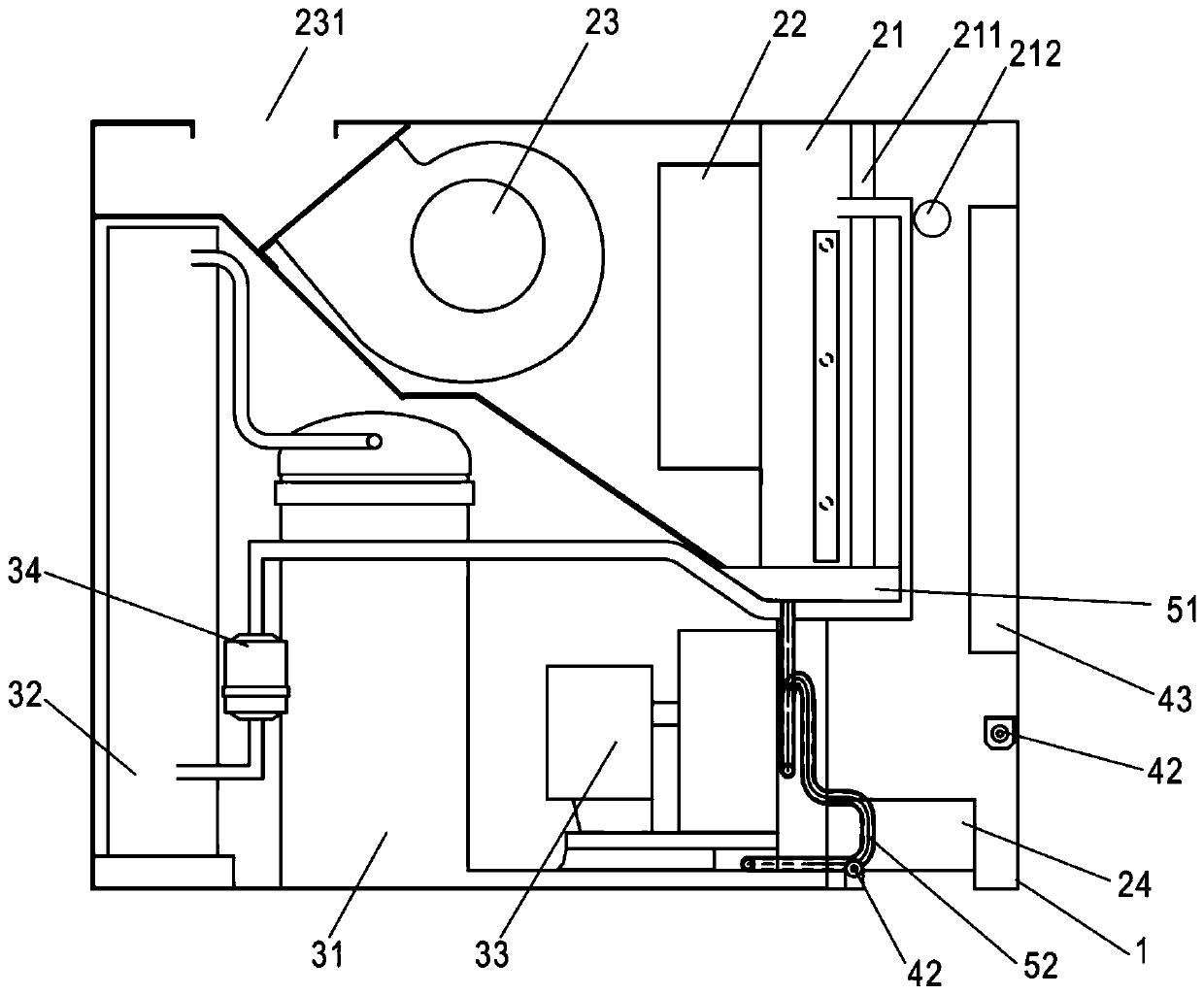 Double-air-inlet type drainage anti-reverse-suction air conditioner