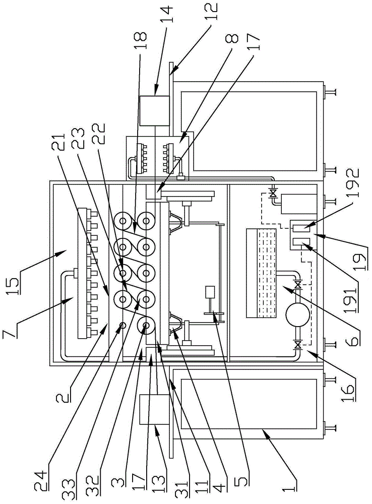 Continuous rolling type airflow dyeing machine applied to clothing production