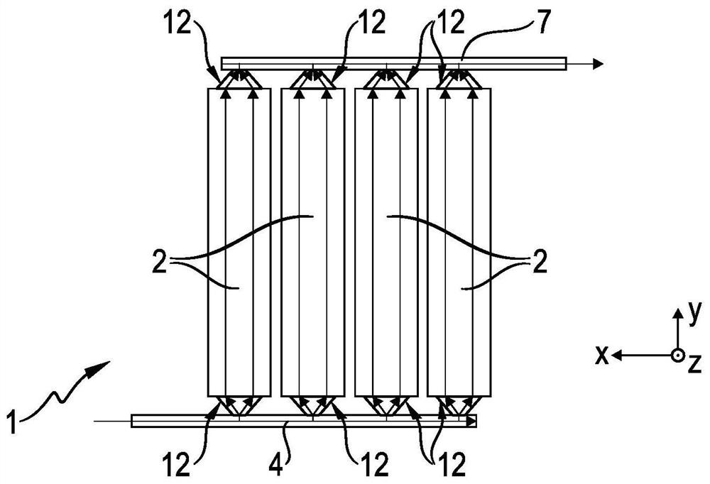 High-voltage battery having plurality of battery modules and heat sink