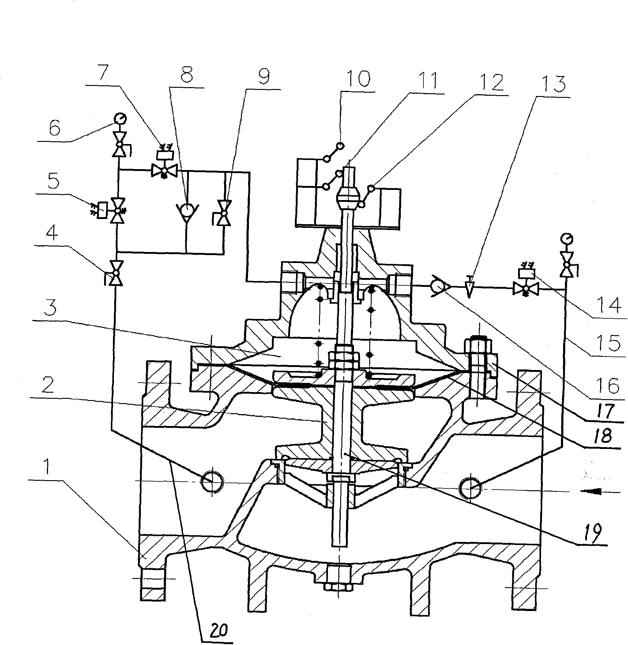 Double-aperture adjustable slow-closure control valve for water pump