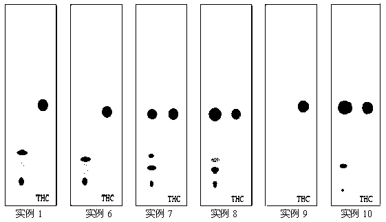 Method for half quantitatively and fast detecting contents of delta 9-THC (tetrahydrocannabinol) in cannabis plants