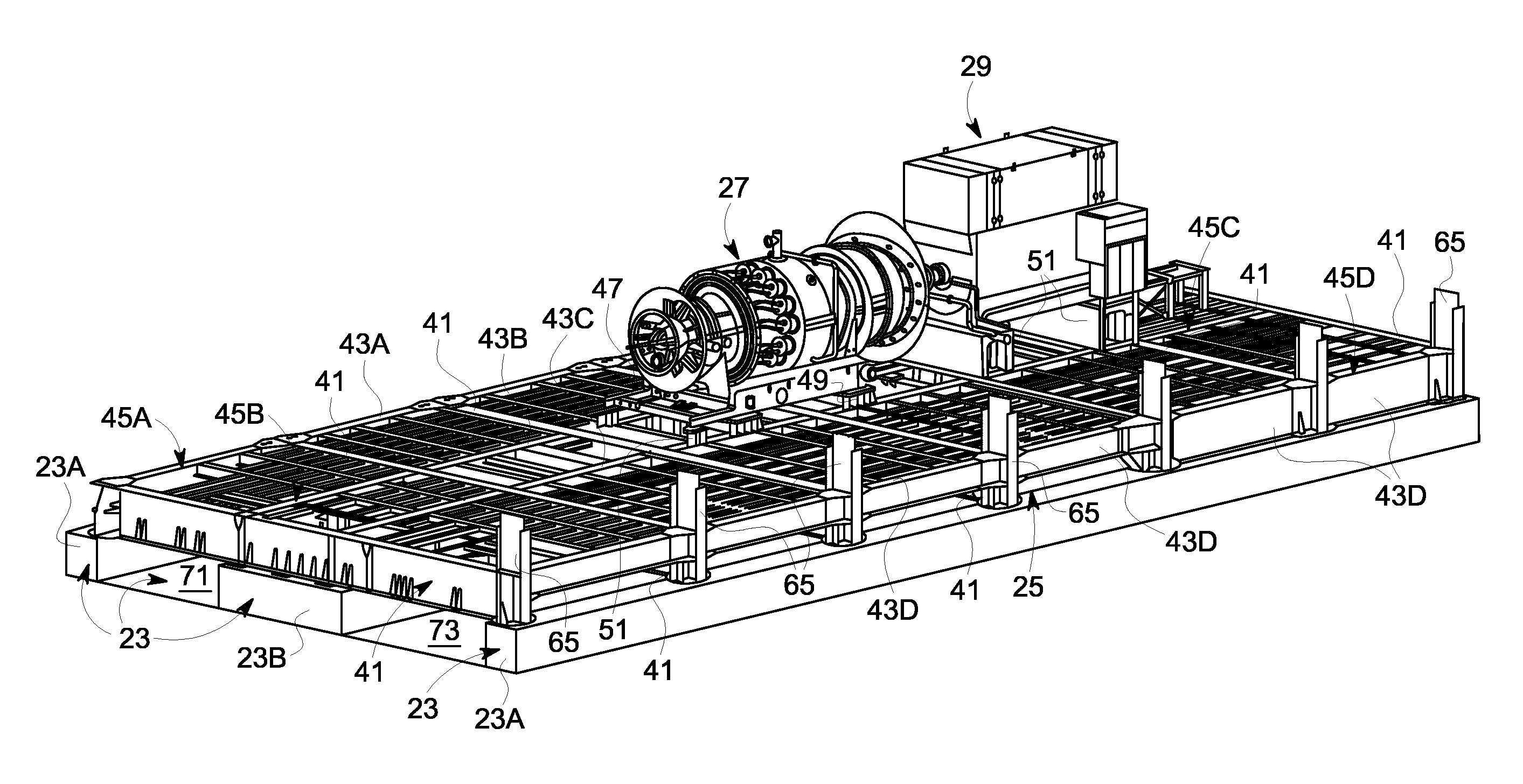 Modular gas turbine plant with a heavy duty gas turbine