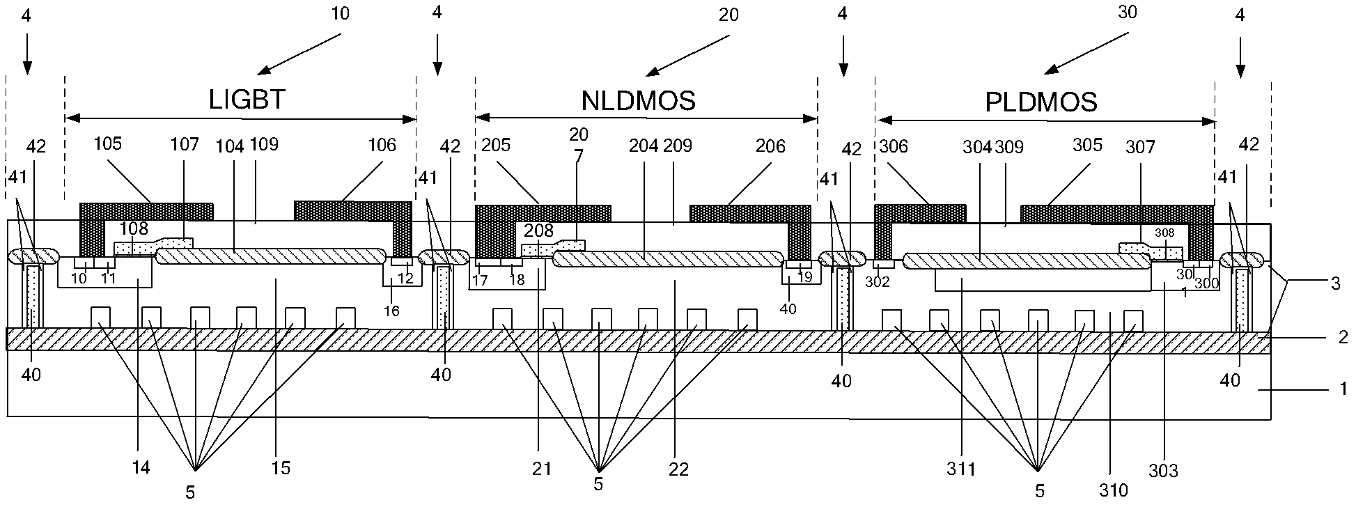 Semiconductor device used for SOI (silicon-on-insulator) high-voltage integrated circuit