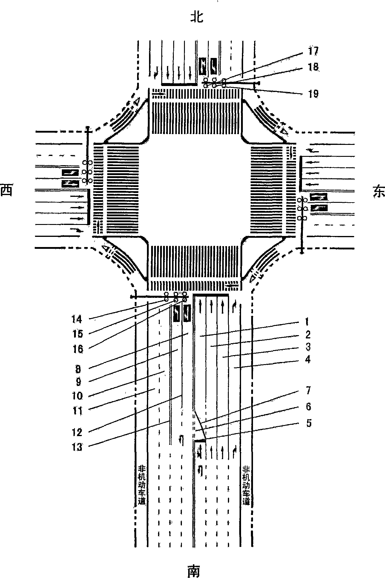 Method for setting road traffic signal and controlling crossing traffic