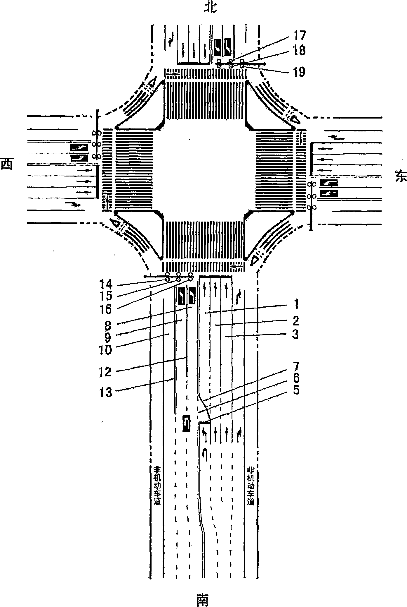 Method for setting road traffic signal and controlling crossing traffic